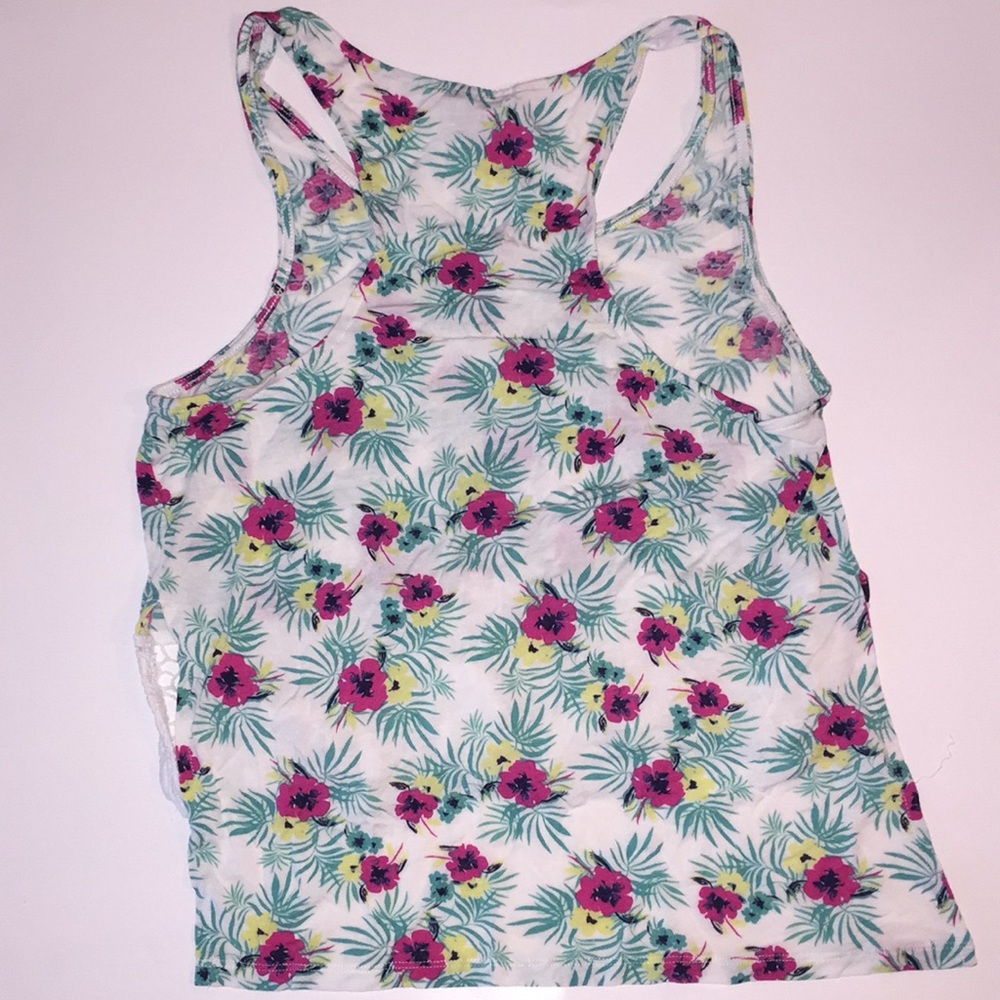 Floral Crop High Low Tank Top - Picture 2 of 2